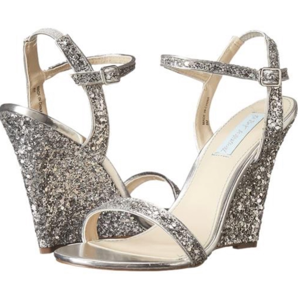 Authentic Betsey Johnson Glitter Wedge Sandal